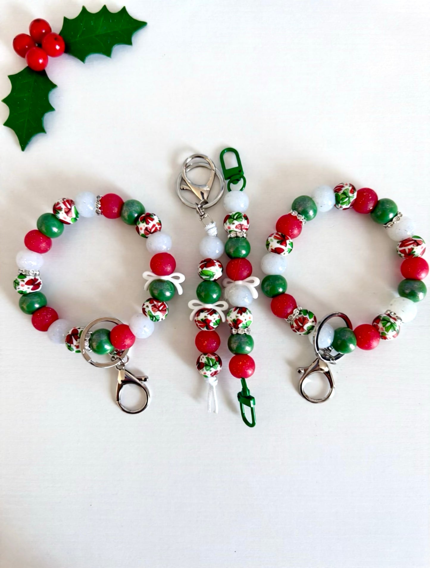 christmas bow print bead