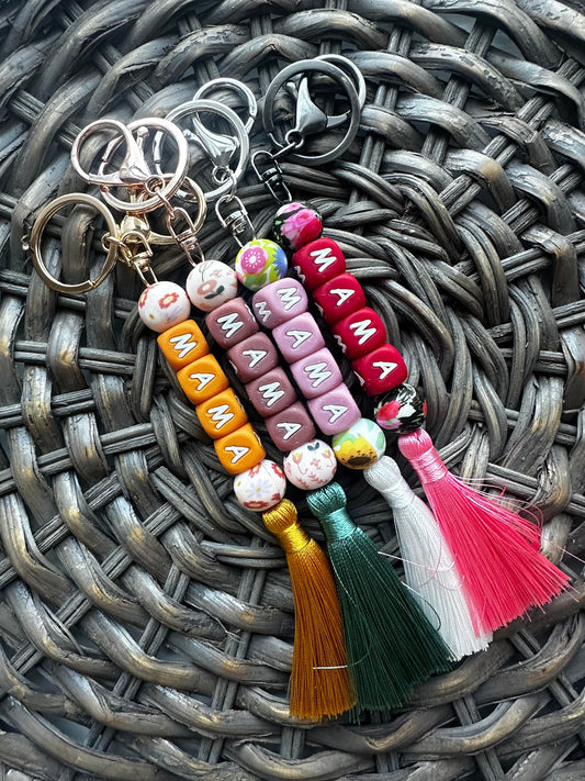 "mama" tassel keychains