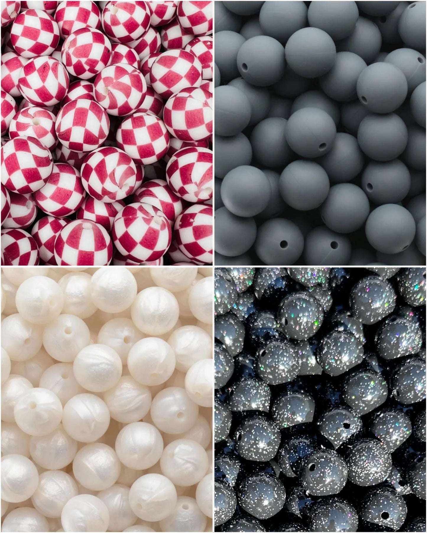 maroon checker print bead